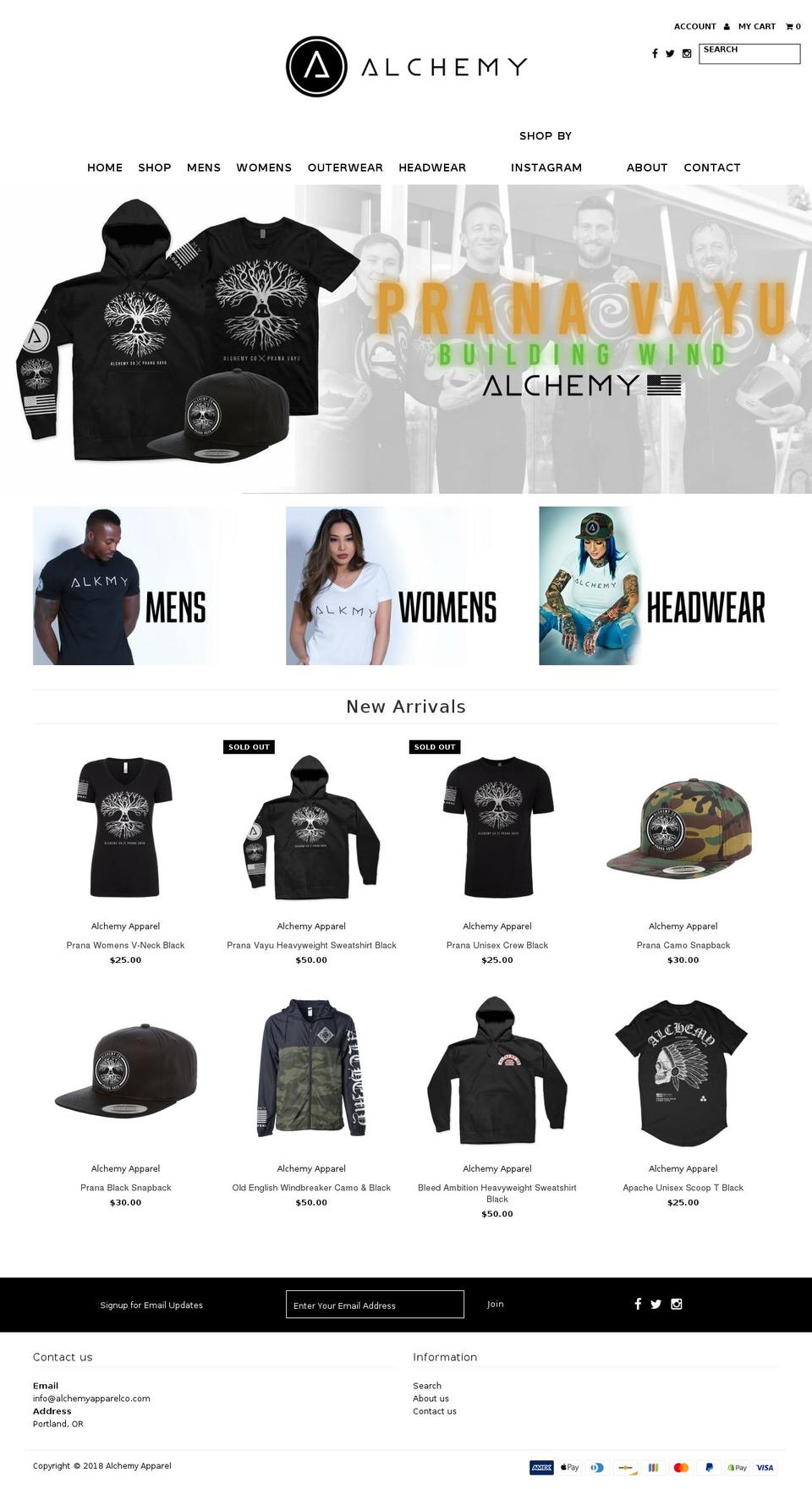 alchemyapparelco.com shopify website screenshot
