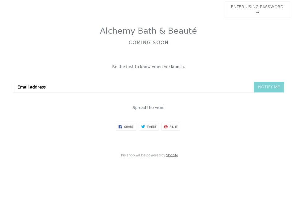 alchemybath.com shopify website screenshot