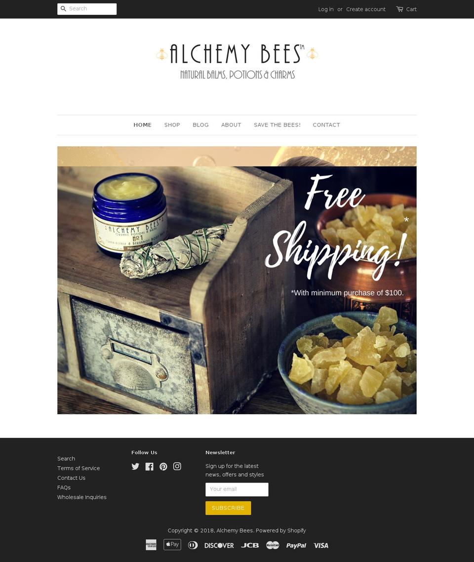 alchemybees.com — Shopify storefront screenshot