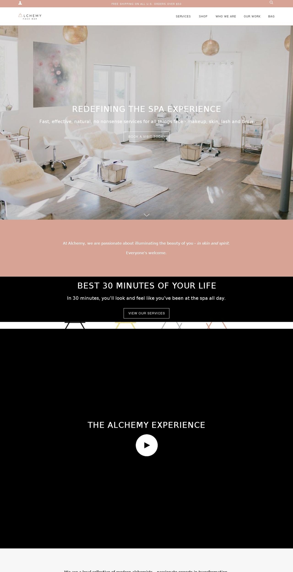 Cascade Shopify theme site example alchemyfacebar.com