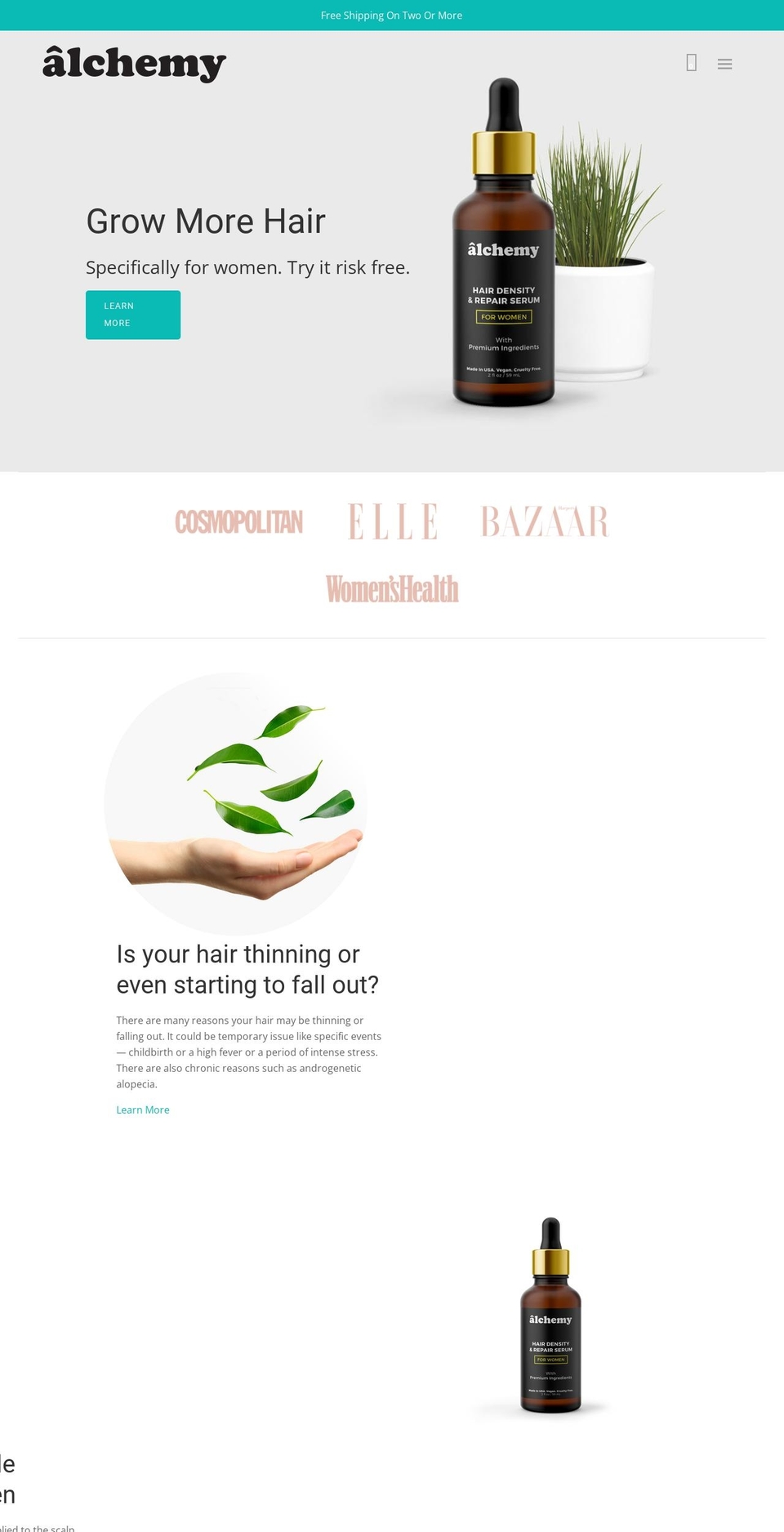 alchemyhair.co shopify website screenshot