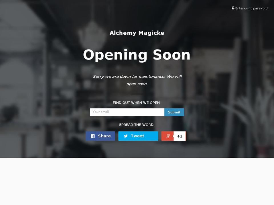 is-turnkey-theme Shopify theme site example alchemymagicke.com