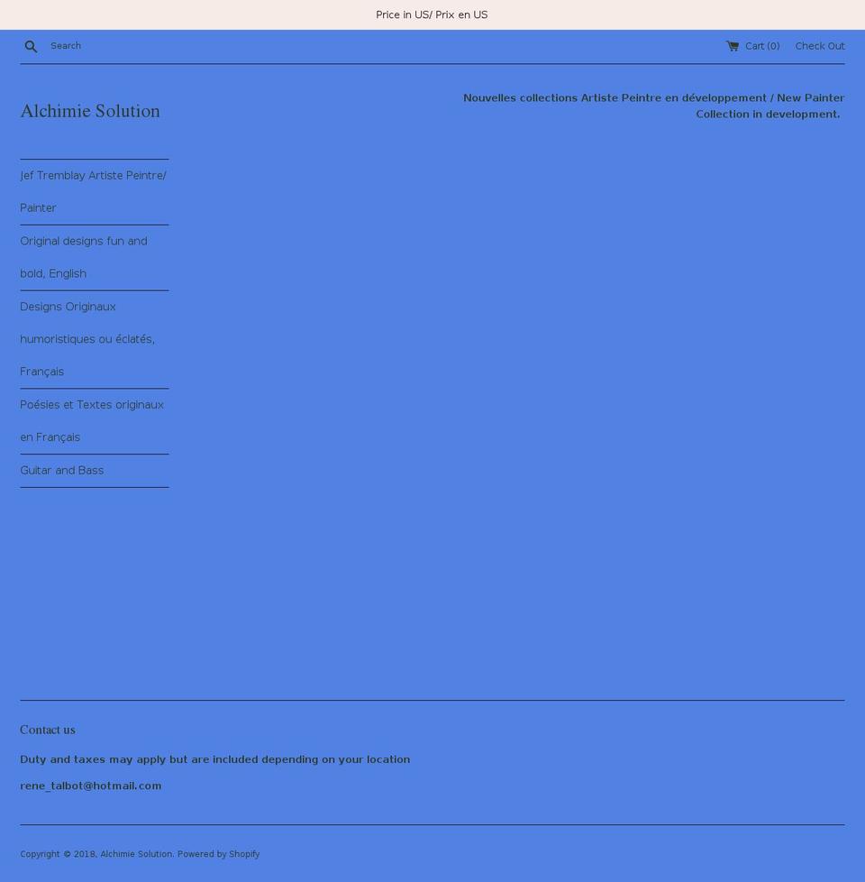 alchimiesolution.com — Shopify storefront screenshot
