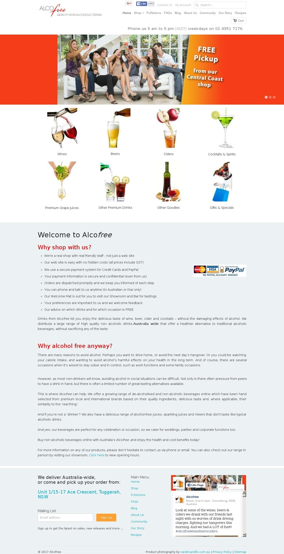 alcofree.com.au shopify website screenshot