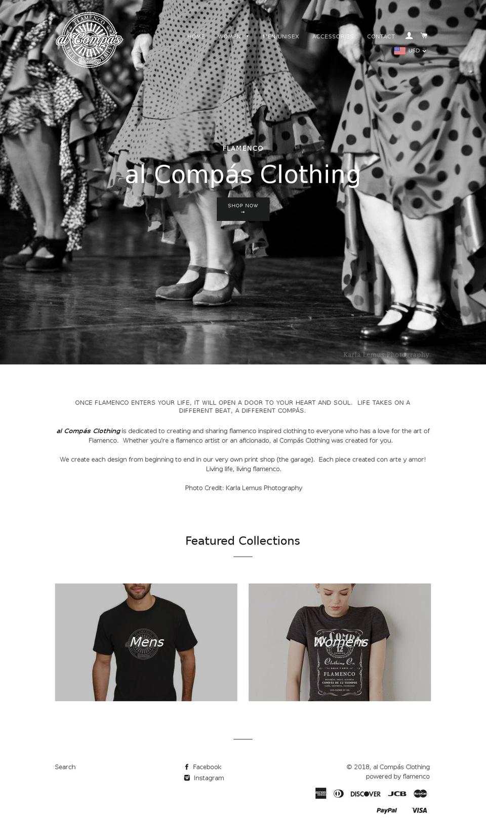 alcompasflamenco.com — Shopify storefront screenshot