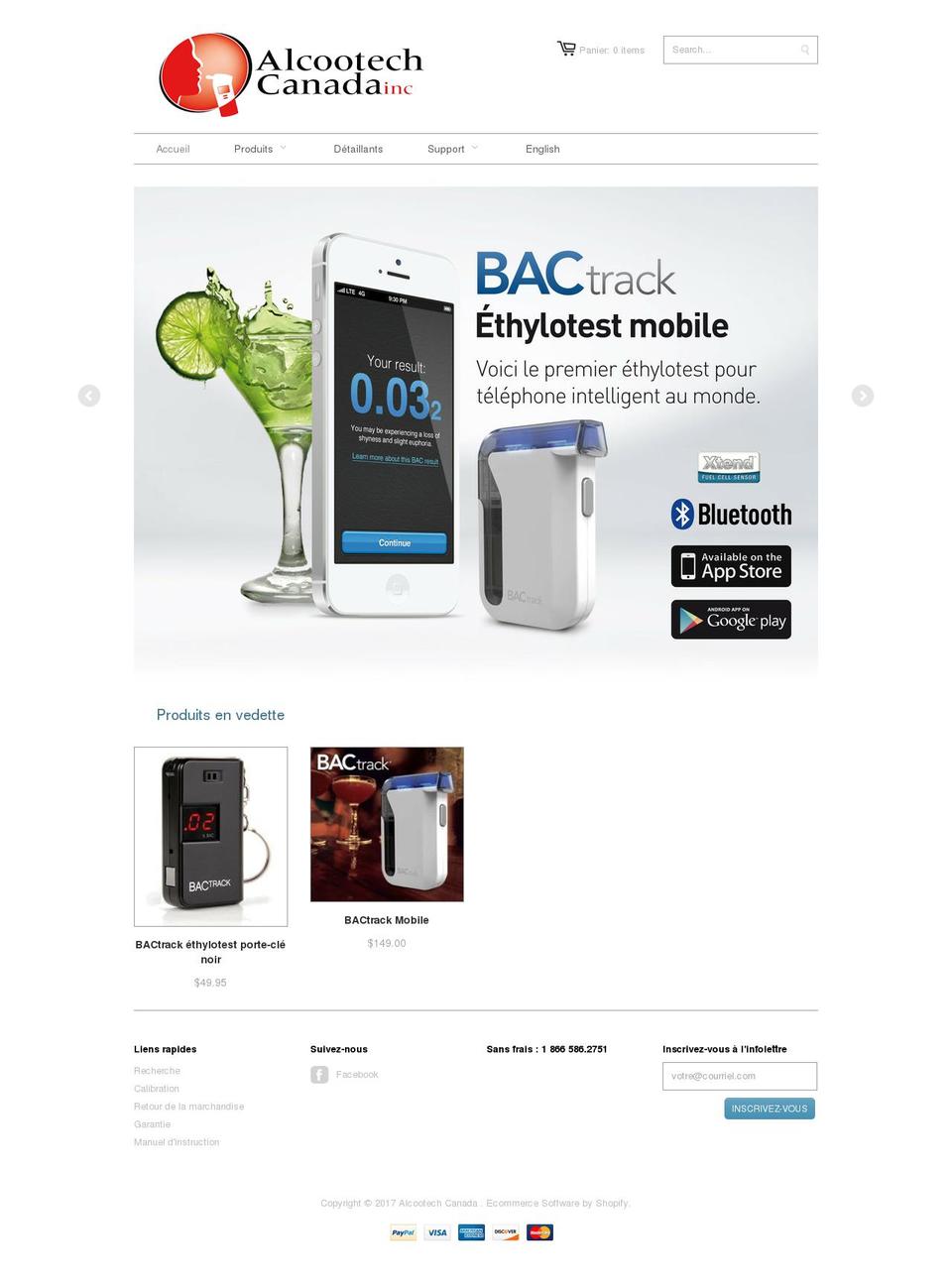 Minimo Shopify theme site example alcootechcanada.com