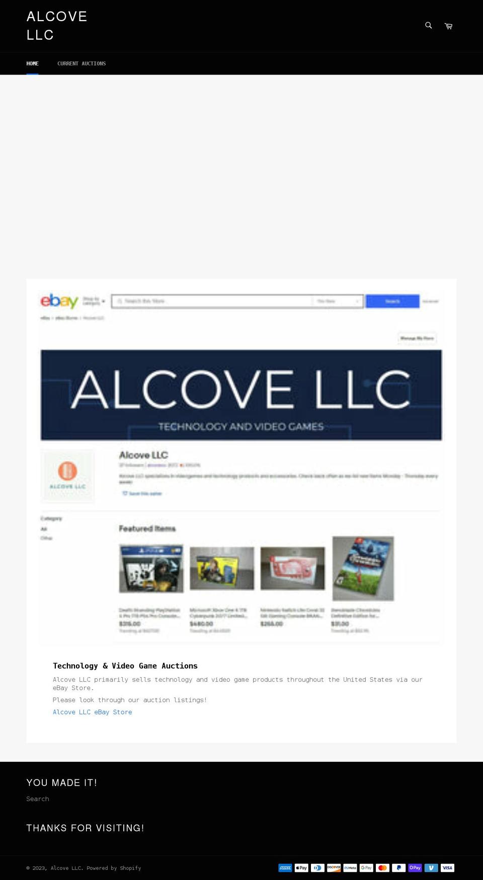 alcoveco.com shopify website screenshot