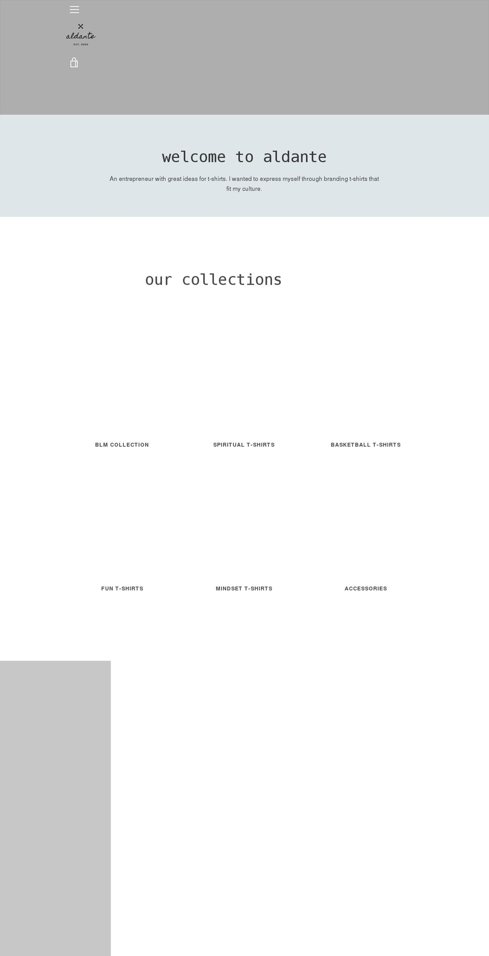 aldanteclothing.com shopify website screenshot