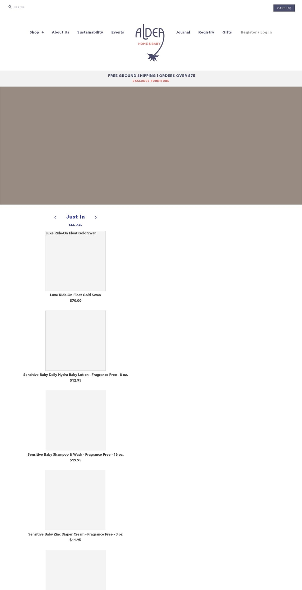 aldeababy.com shopify website screenshot