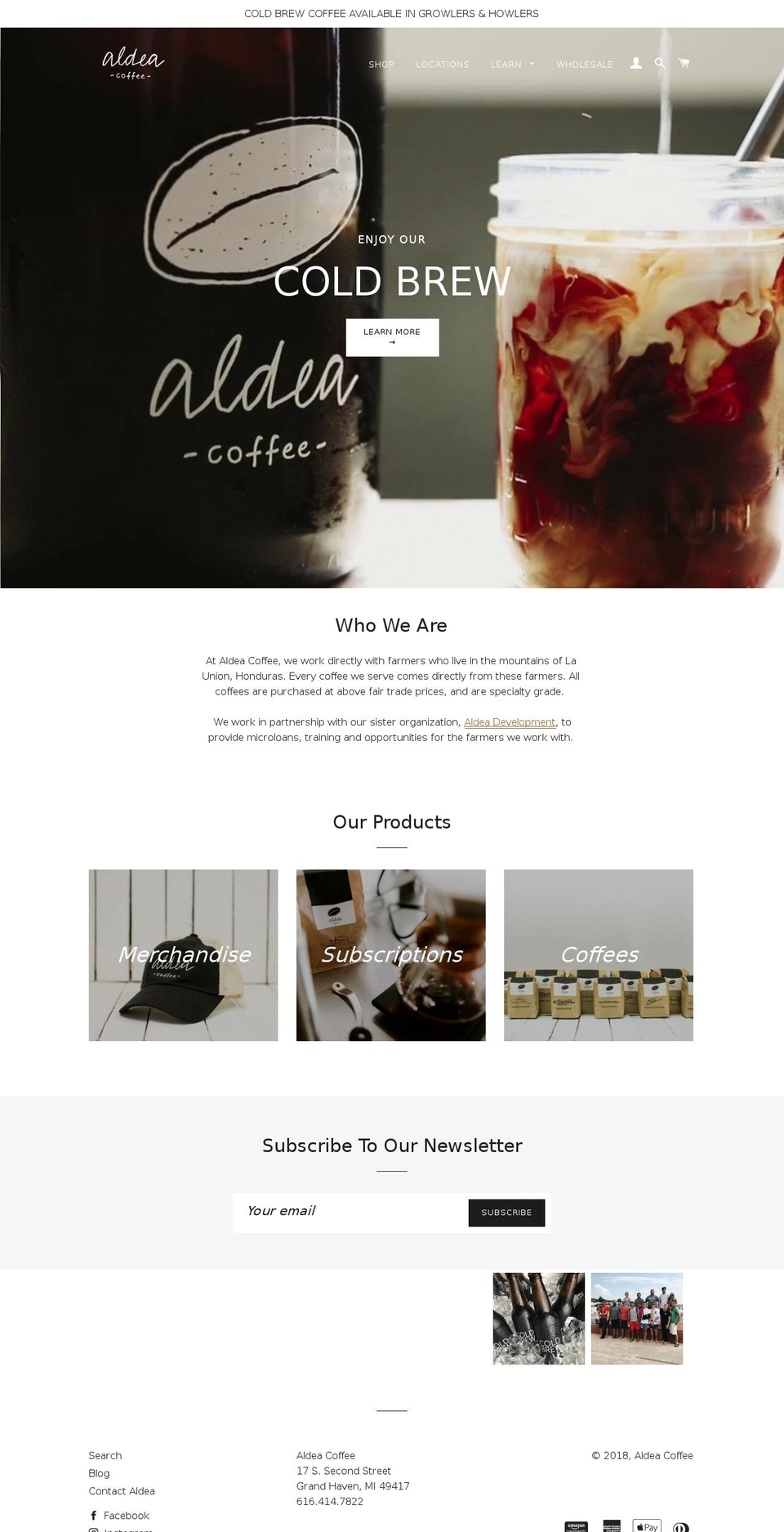 aldeacoffee.com shopify website screenshot