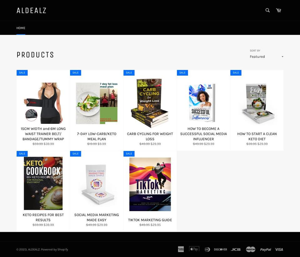 aldealz.com shopify website screenshot