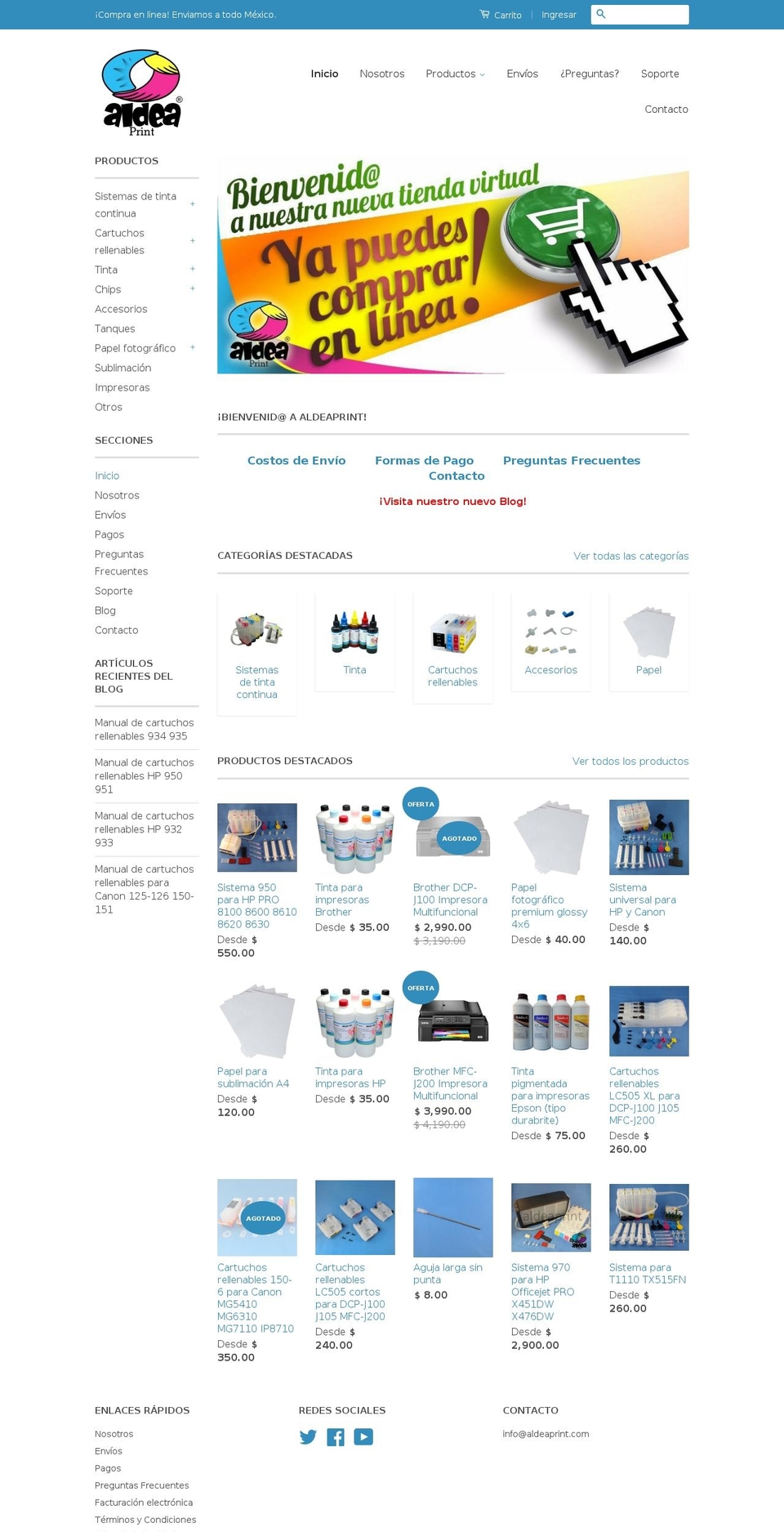 Supply Shopify theme site example aldeaprint.com