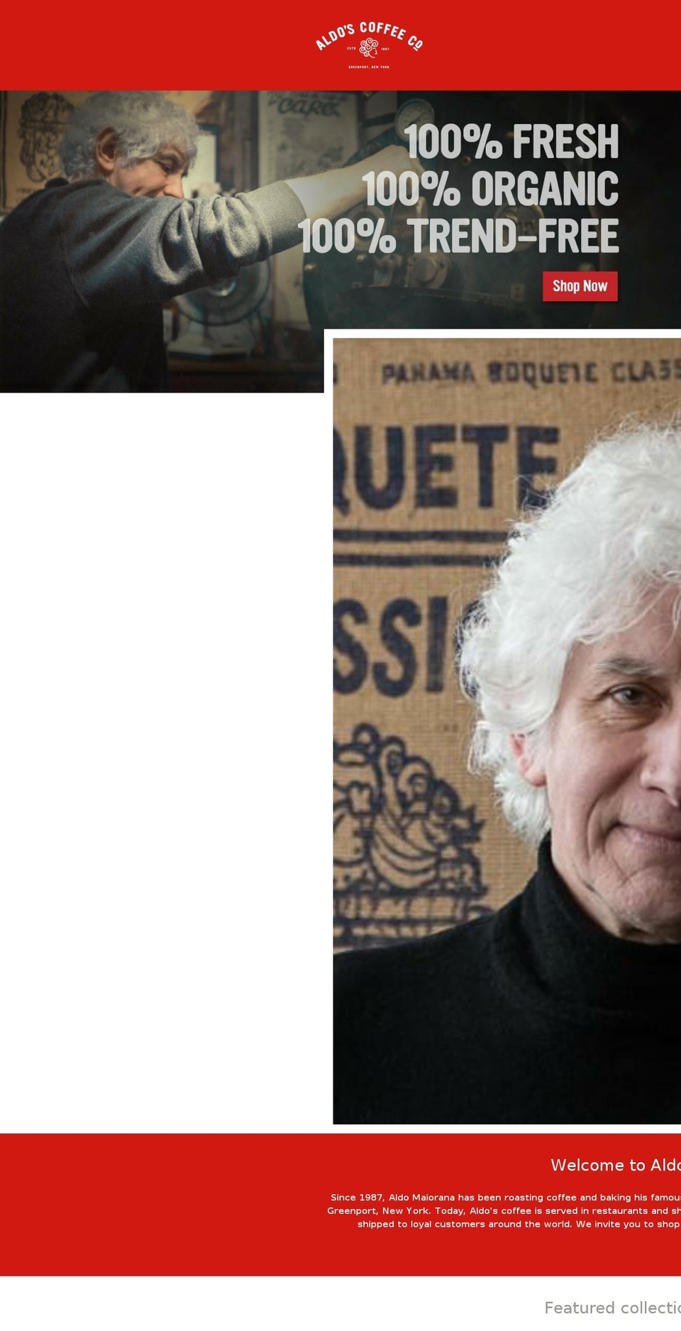 aldoscoffee.com shopify website screenshot