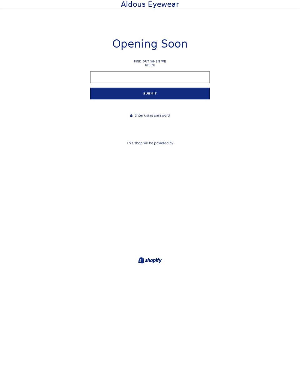 aldouseyewear.com shopify website screenshot