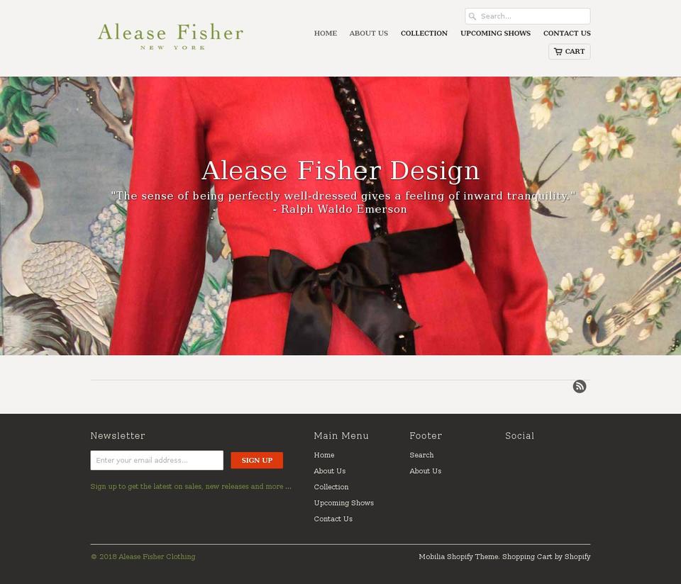 aleasefisher.com — Shopify storefront screenshot
