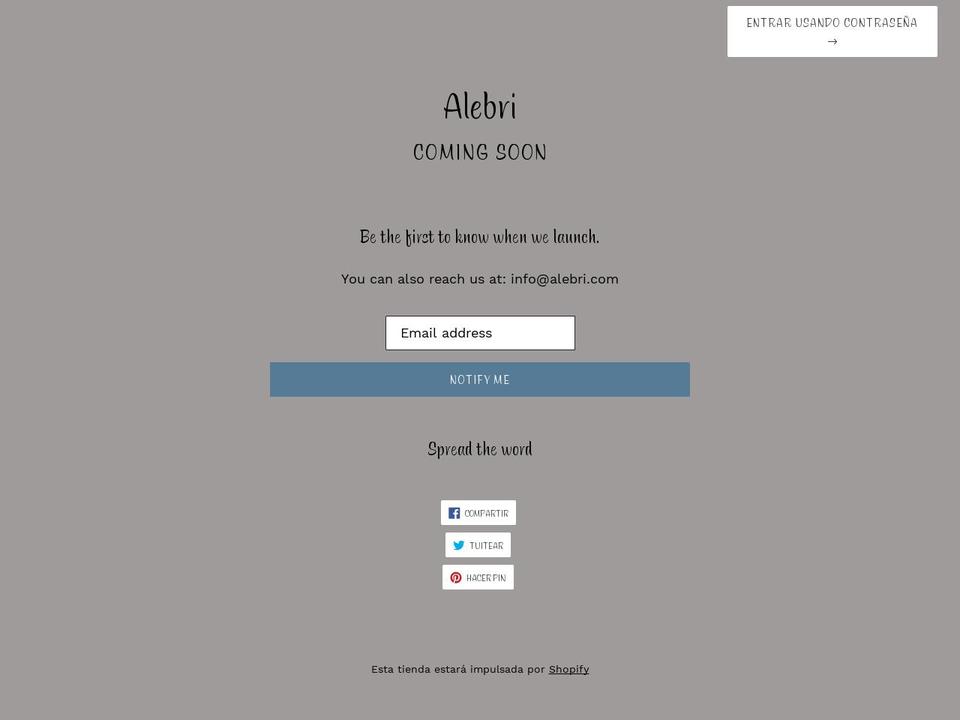 alebri.com — Shopify storefront screenshot