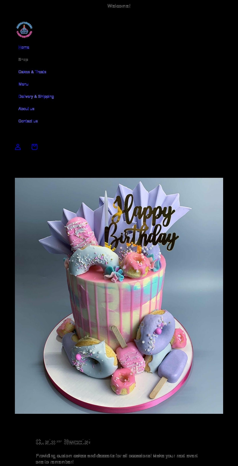 aleenasbakery.com shopify website screenshot
