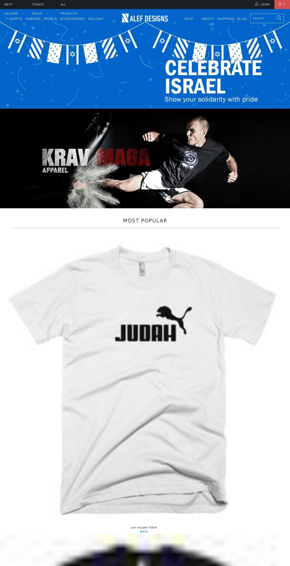 alefshirts.com shopify website screenshot