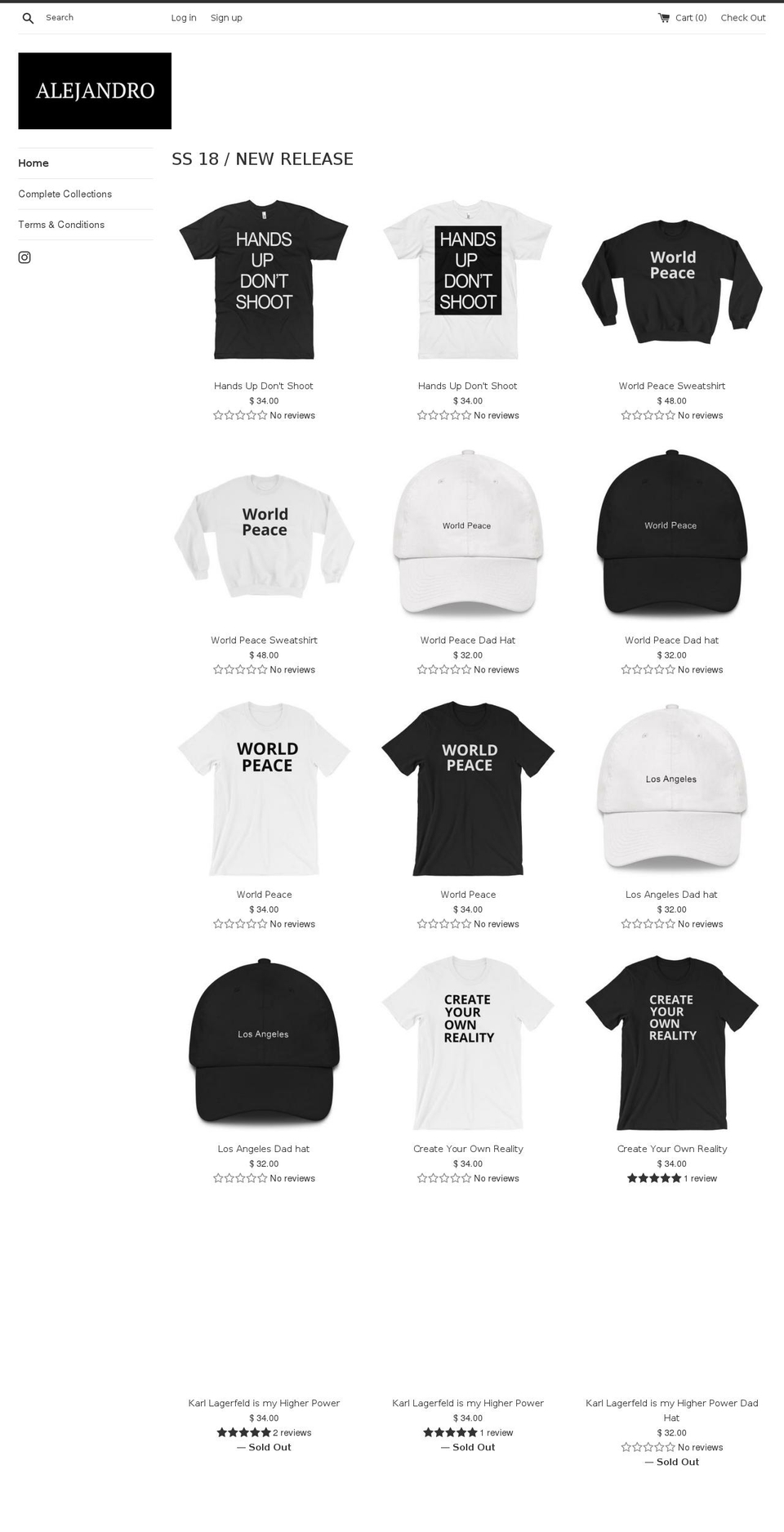 alejandroclothing.com — Shopify storefront screenshot
