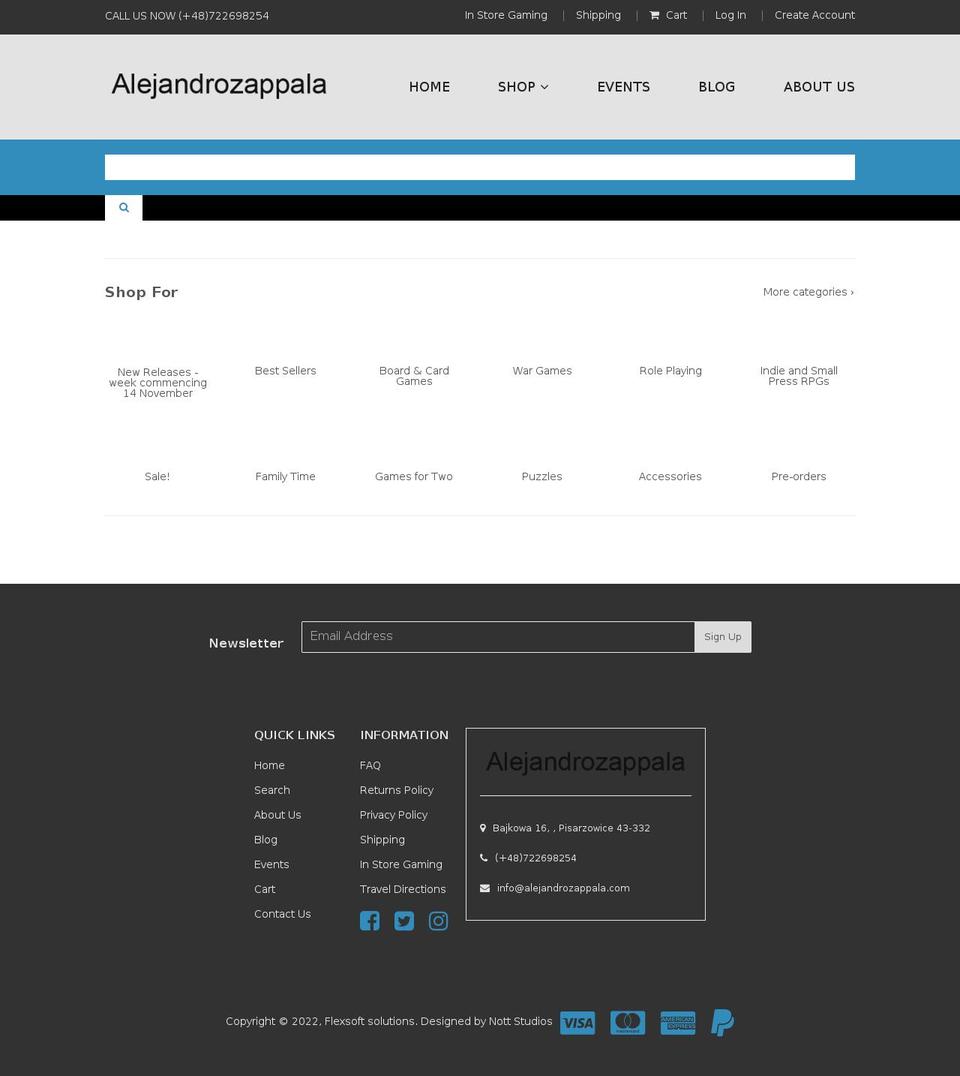 alejandrozappala.com shopify website screenshot