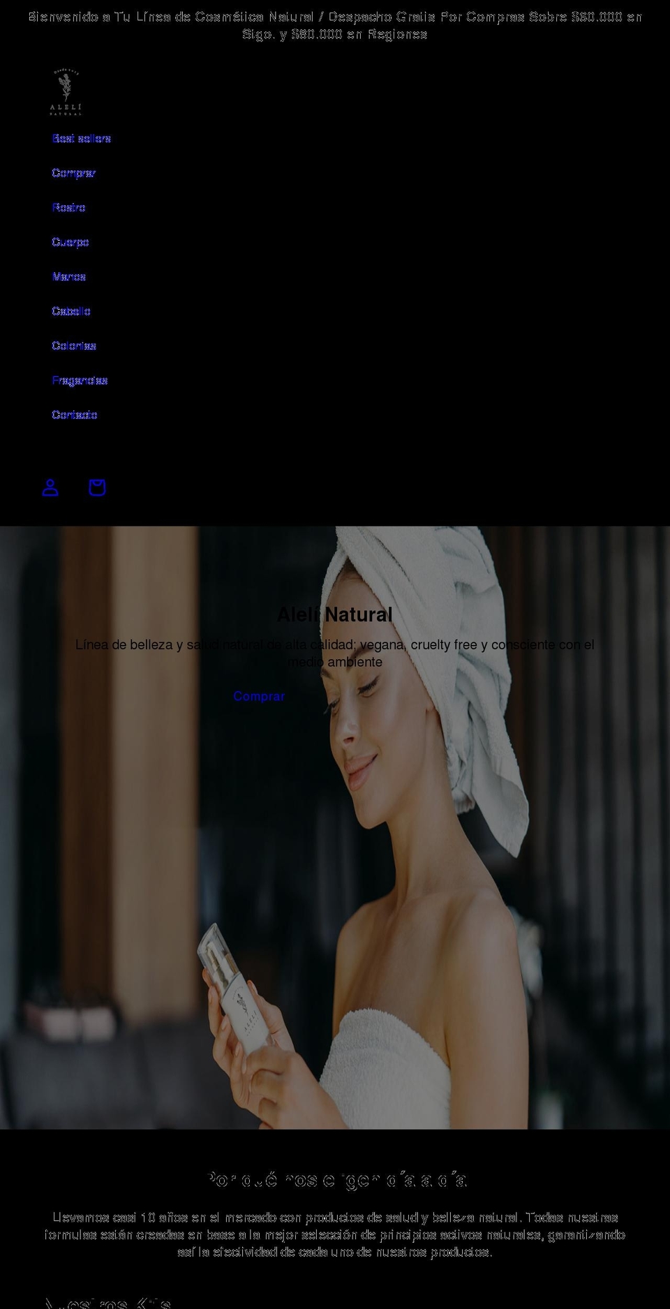 alelinatural.cl shopify website screenshot