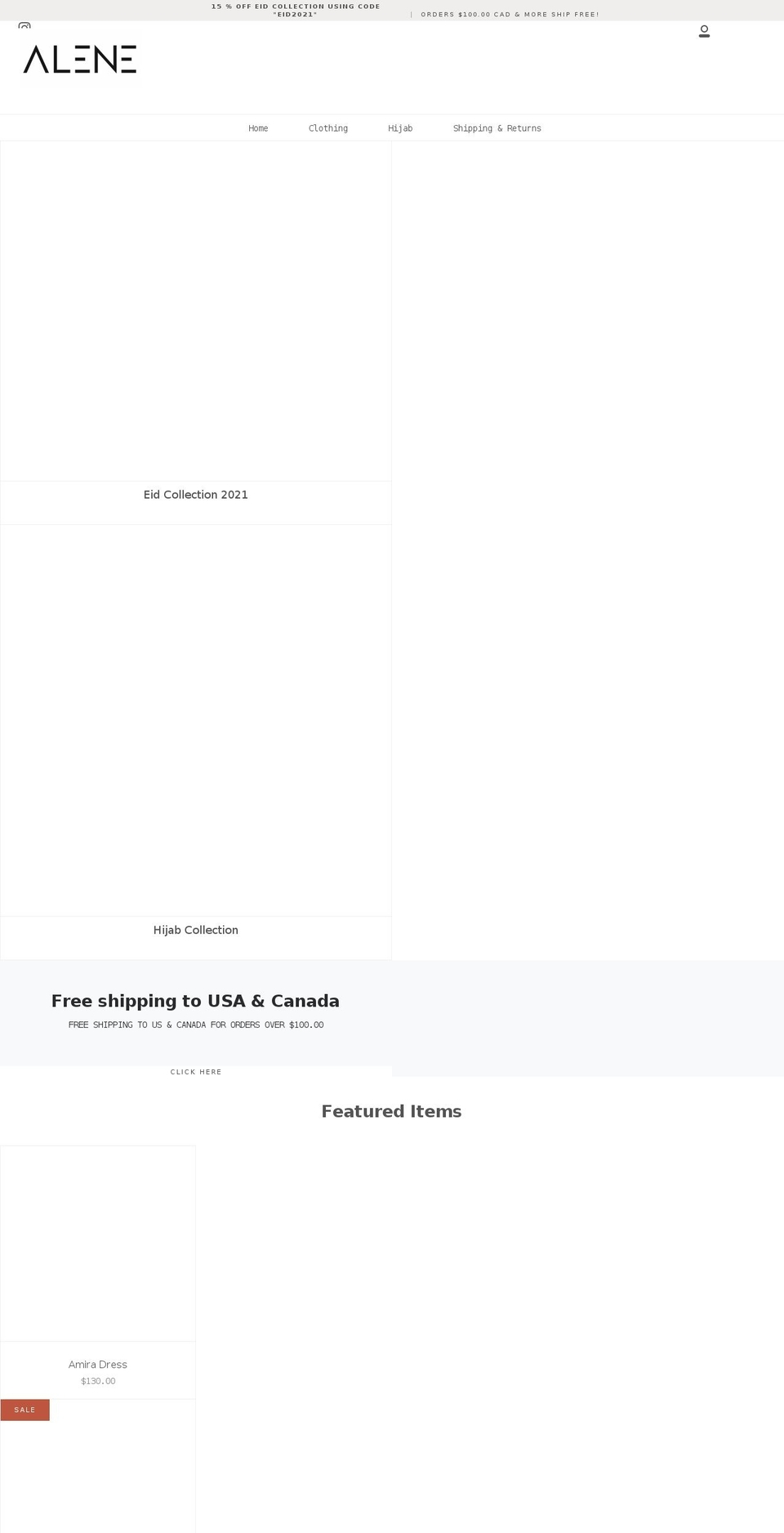 alene.ca shopify website screenshot
