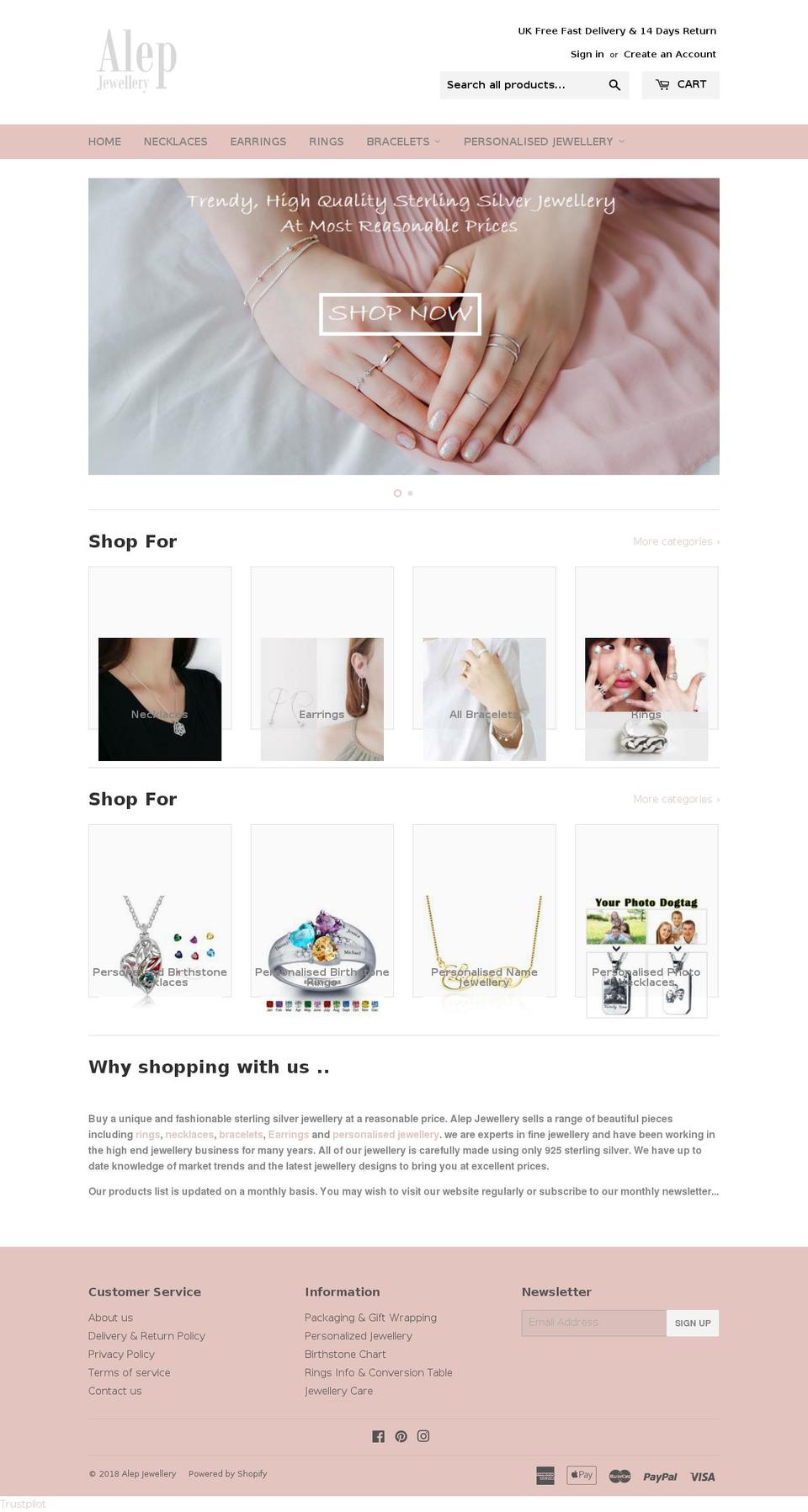 alepjewellery.com — Shopify storefront screenshot