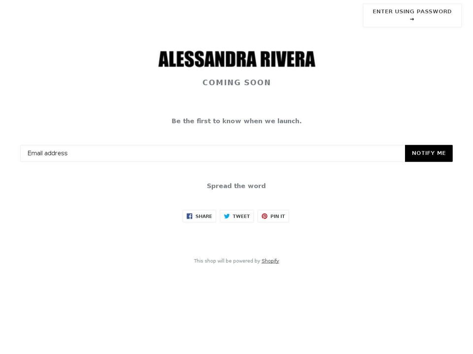 alessandrarivera.com shopify website screenshot