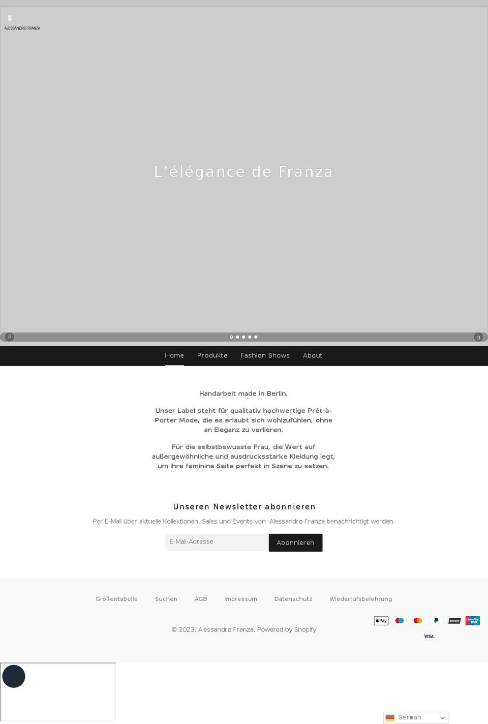 alessandrofranza.com shopify website screenshot