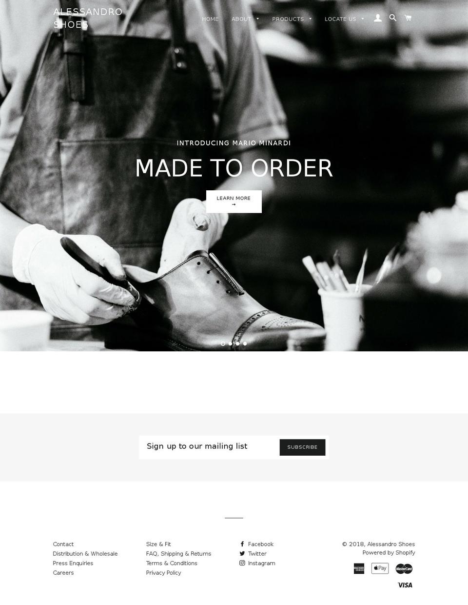 alessandroshoes.com shopify website screenshot