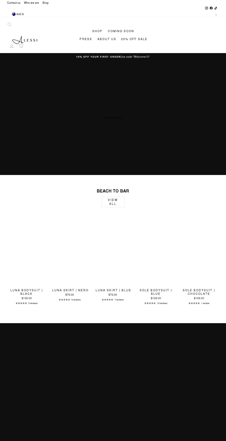 alessiswim.com.au shopify website screenshot