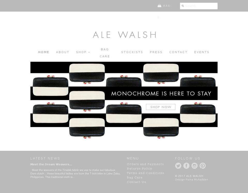 alewalsh.com shopify website screenshot