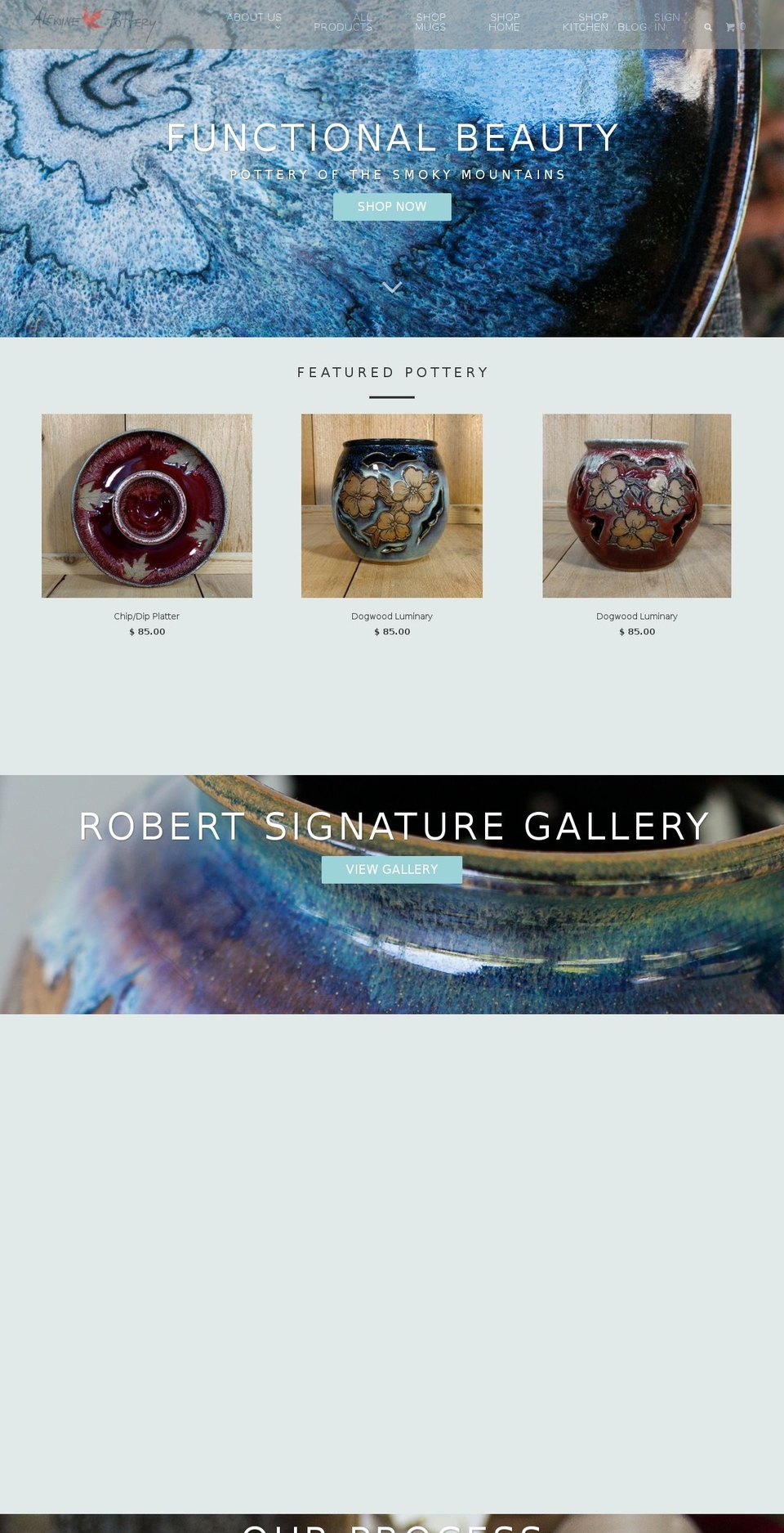 alewinepottery.net shopify website screenshot