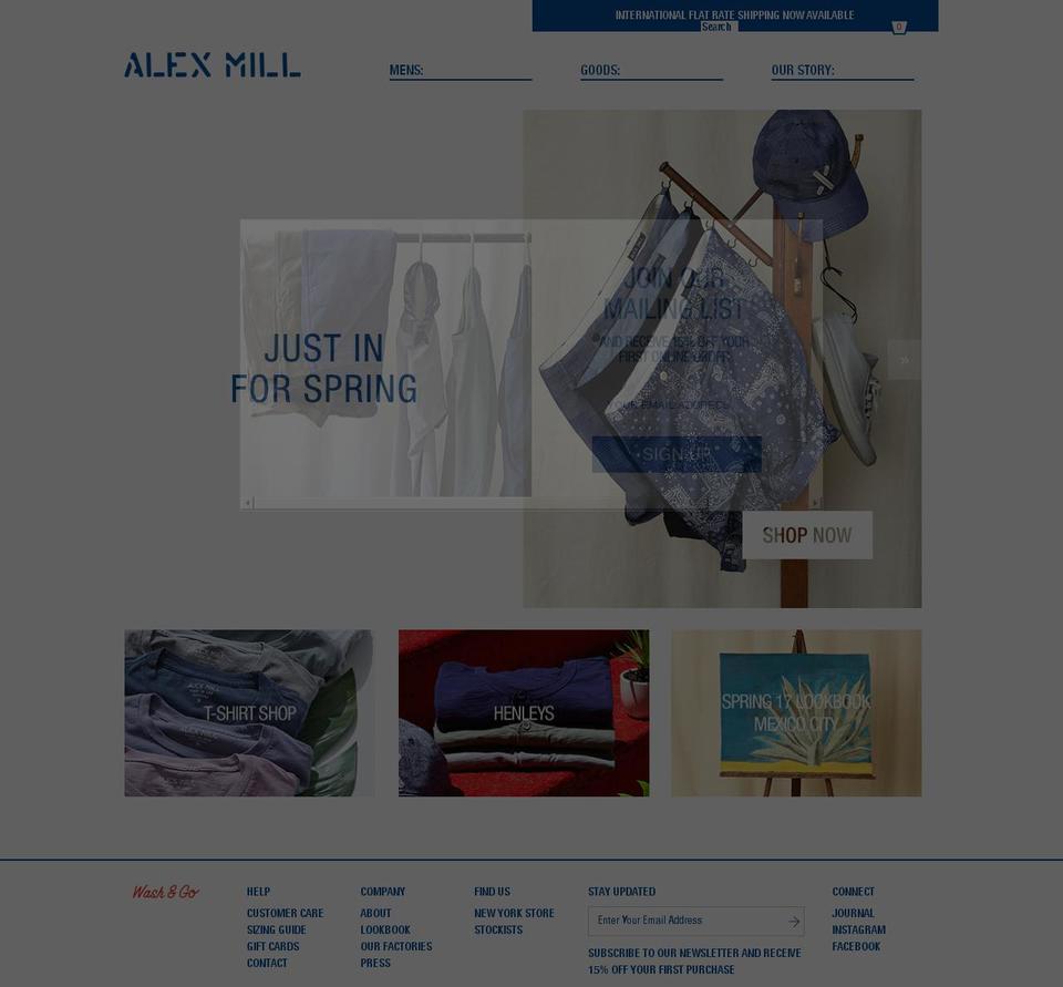 alex-mill.com shopify website screenshot