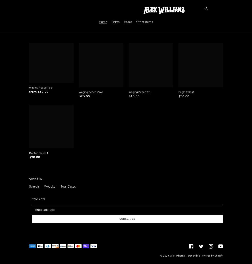 alex-williams-merchandise.myshopify.com shopify website screenshot
