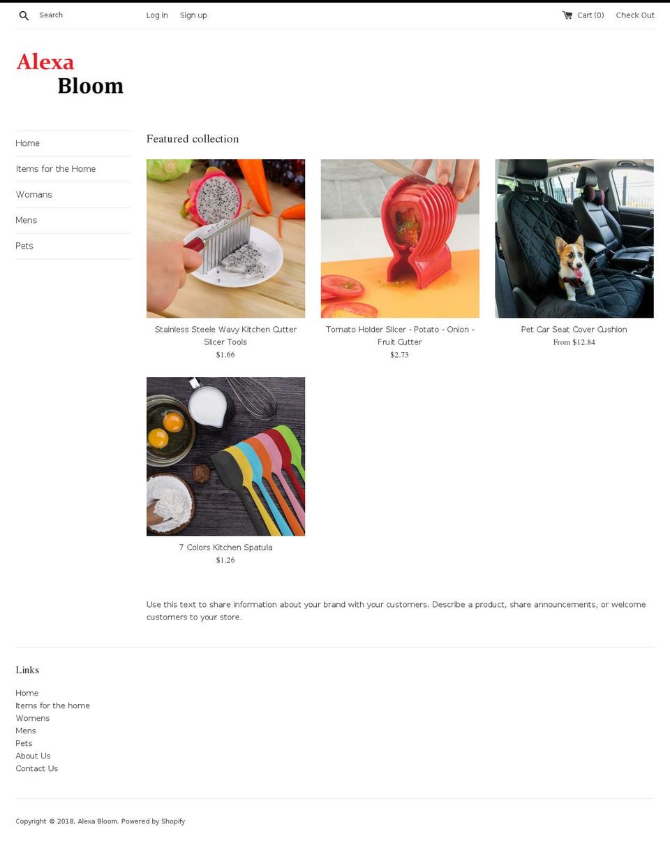 alexabloom.net shopify website screenshot
