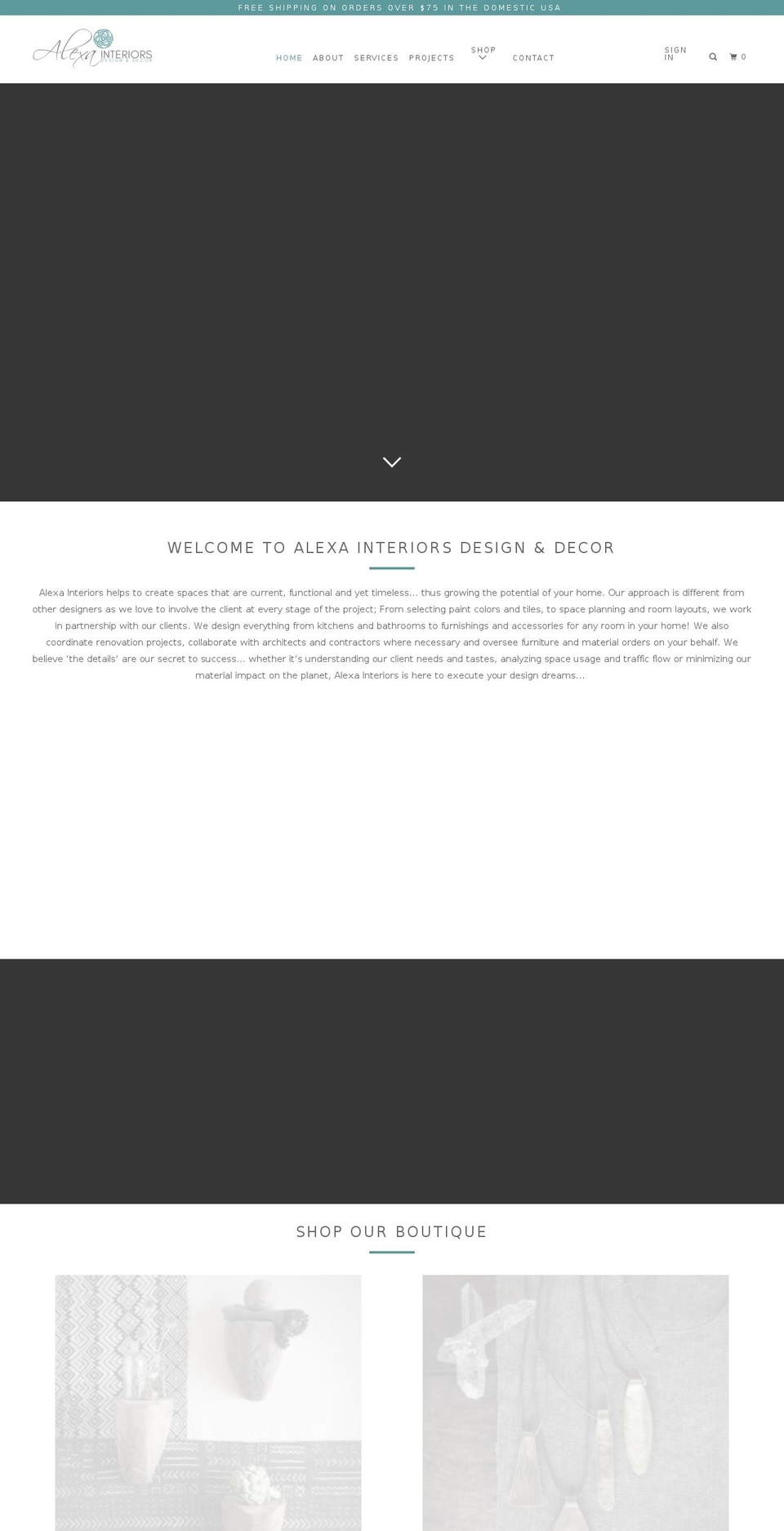 alexainteriors.com — Shopify storefront screenshot