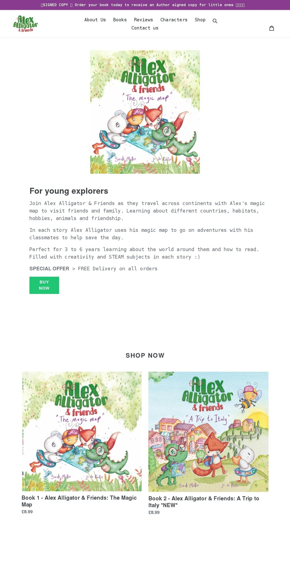 alexalligatorandfriends.com shopify website screenshot