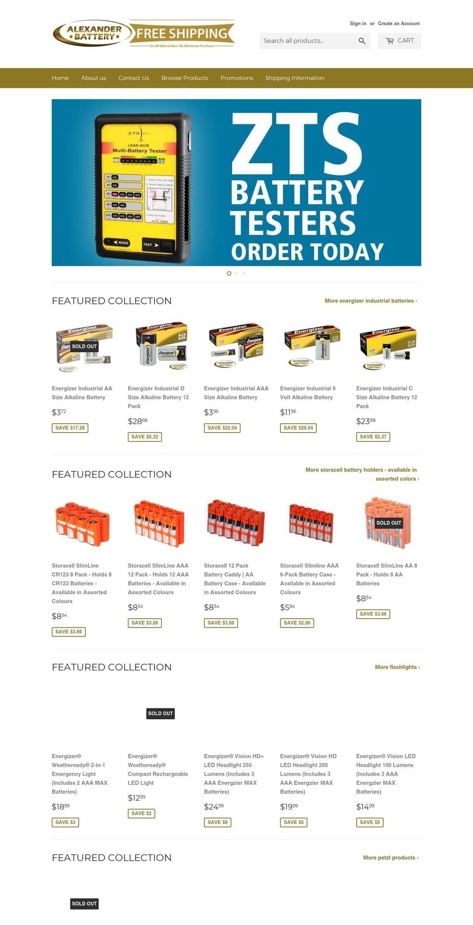 alexanderbattery.ca shopify website screenshot
