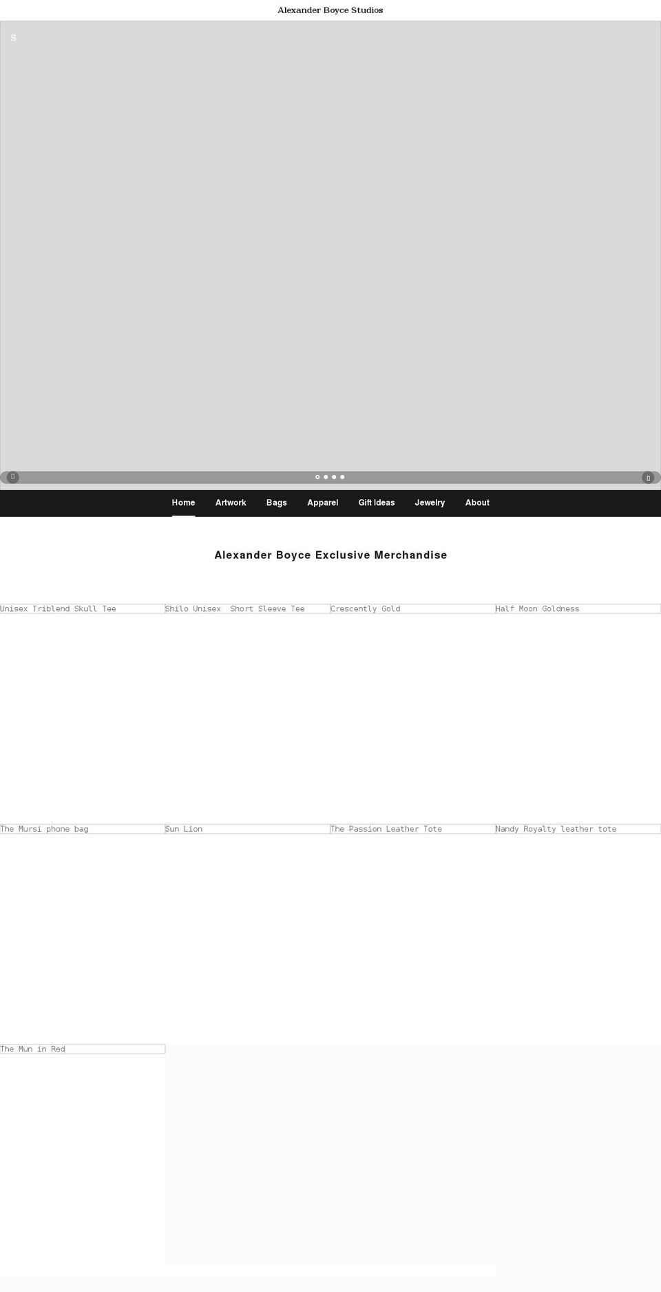 alexanderboycestudios.com shopify website screenshot