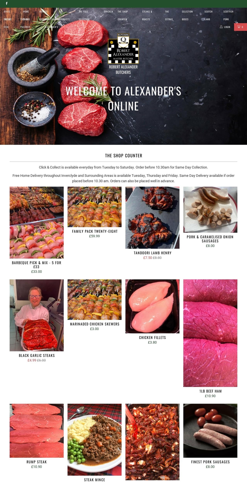 alexanderbutchers.co.uk shopify website screenshot