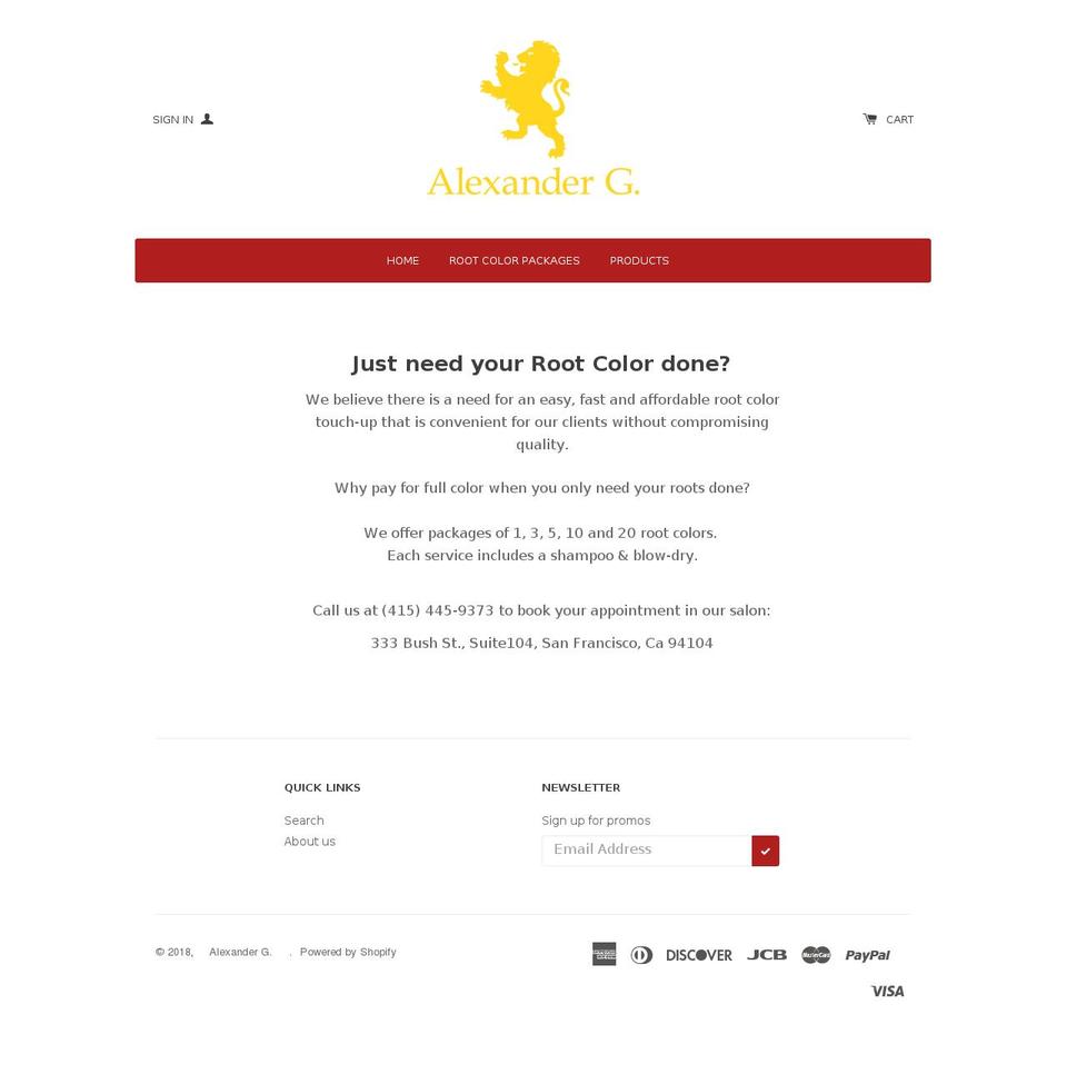 alexandergshop.com shopify website screenshot