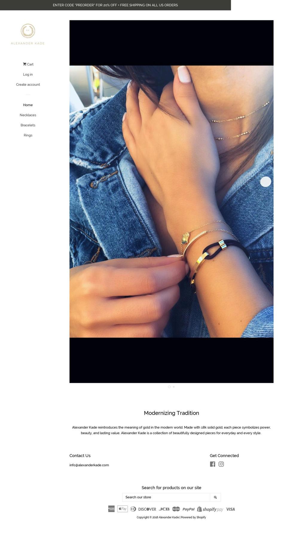 alexanderkade.com shopify website screenshot