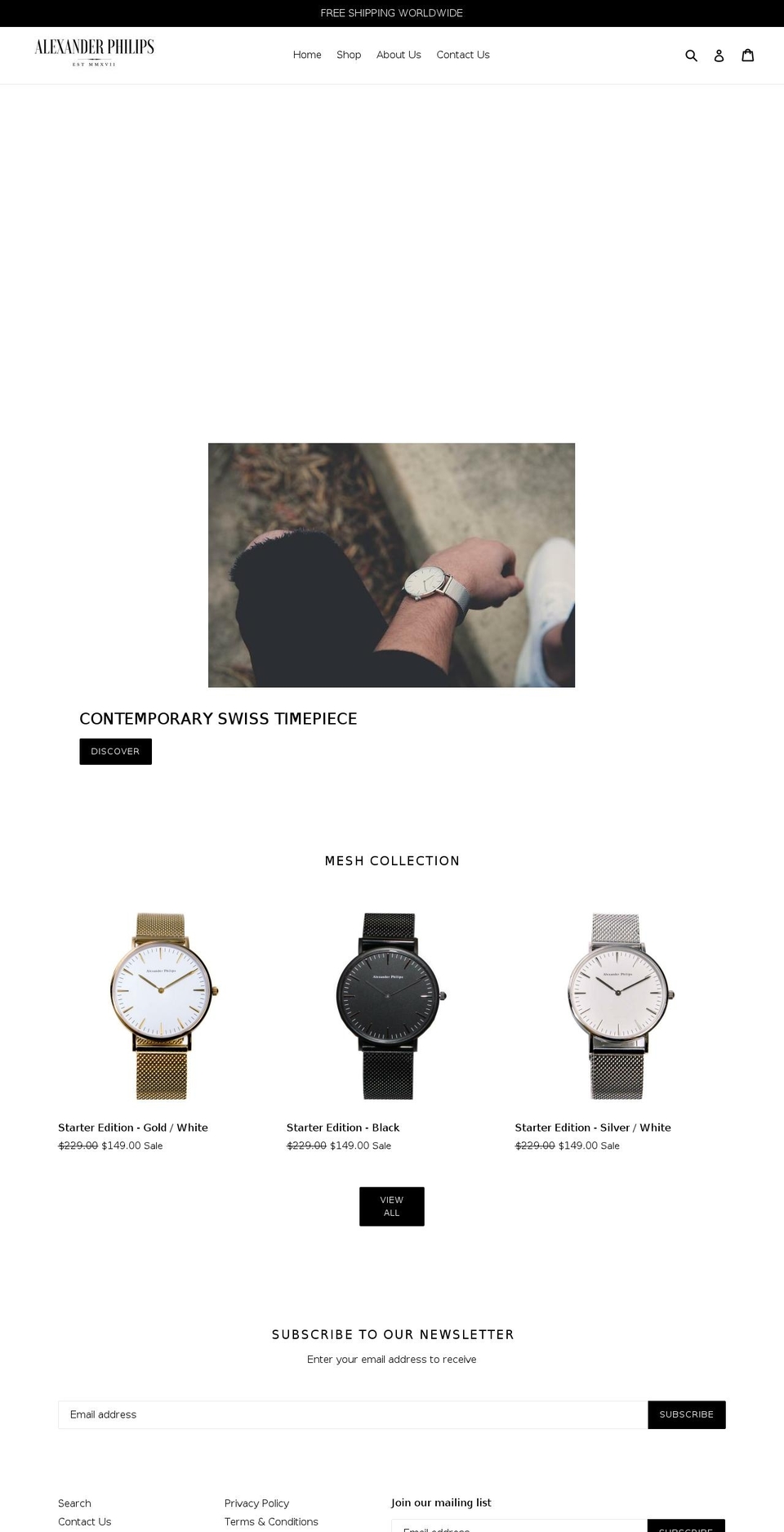 alexanderphilipswatches.com — Shopify storefront screenshot