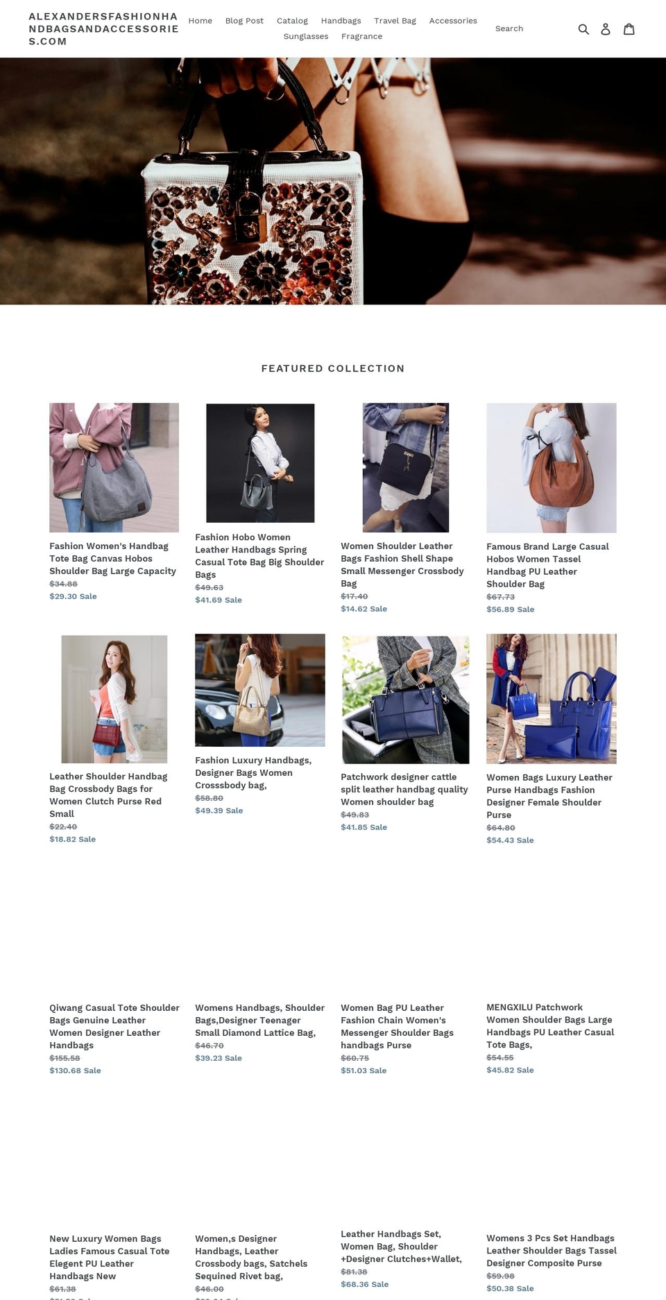 alexandersfashionhandbagsandaccessories.net shopify website screenshot