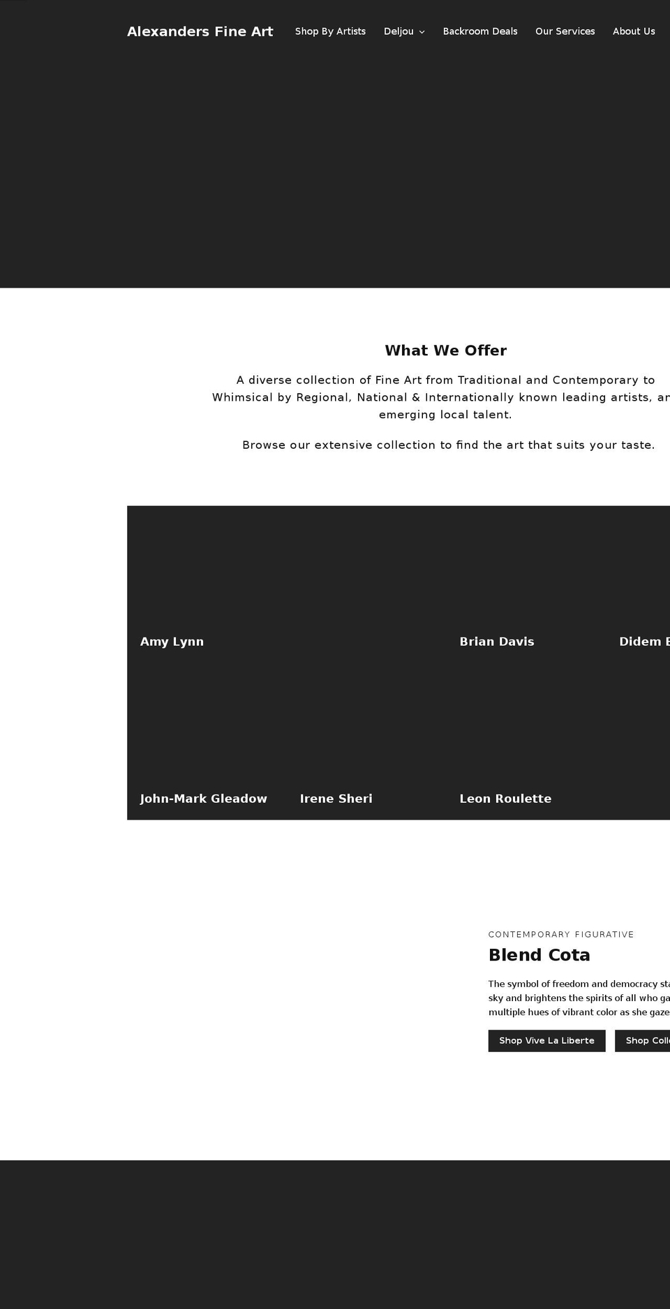 alexandersfineart.com shopify website screenshot