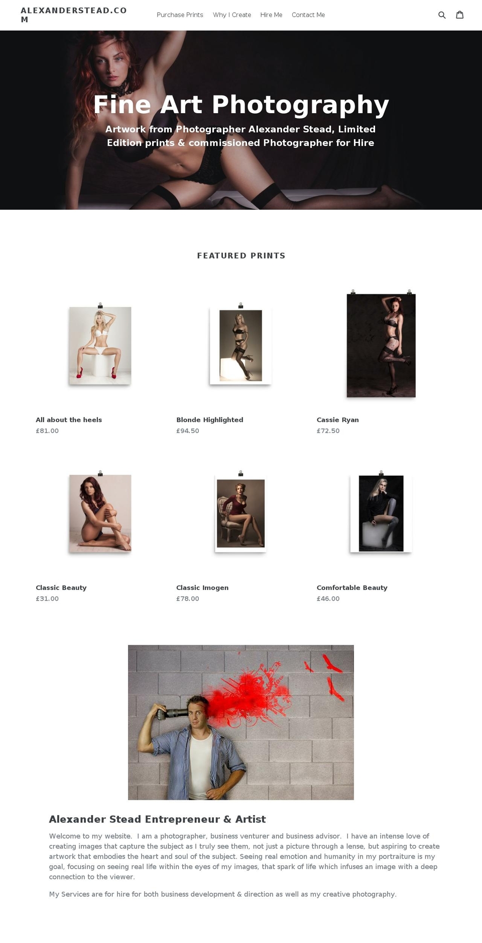 alexanderstead.com shopify website screenshot