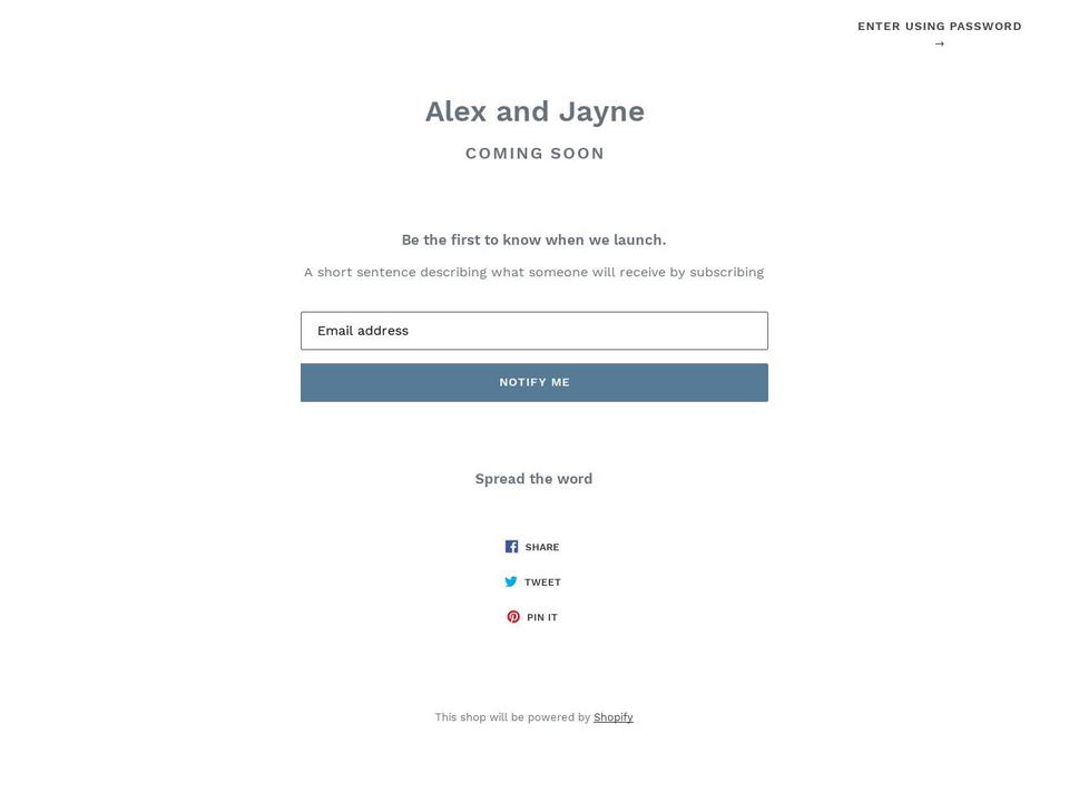 alexandjayne.com — Shopify storefront screenshot