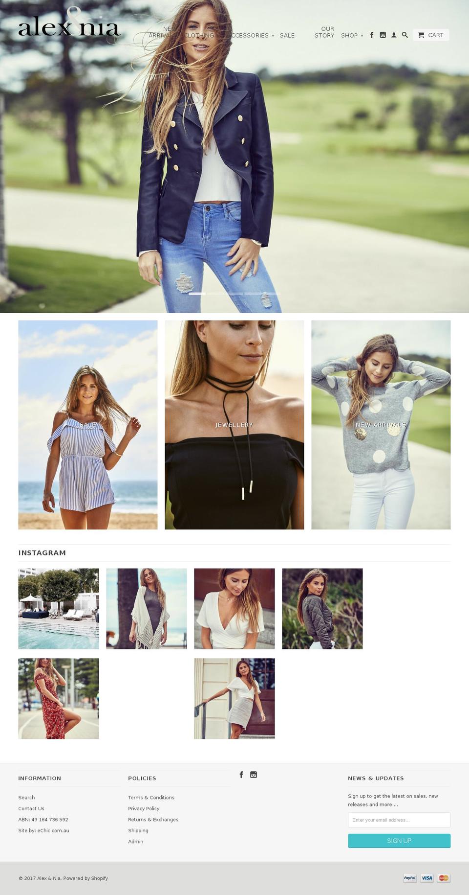 alexandnia.com.au shopify website screenshot