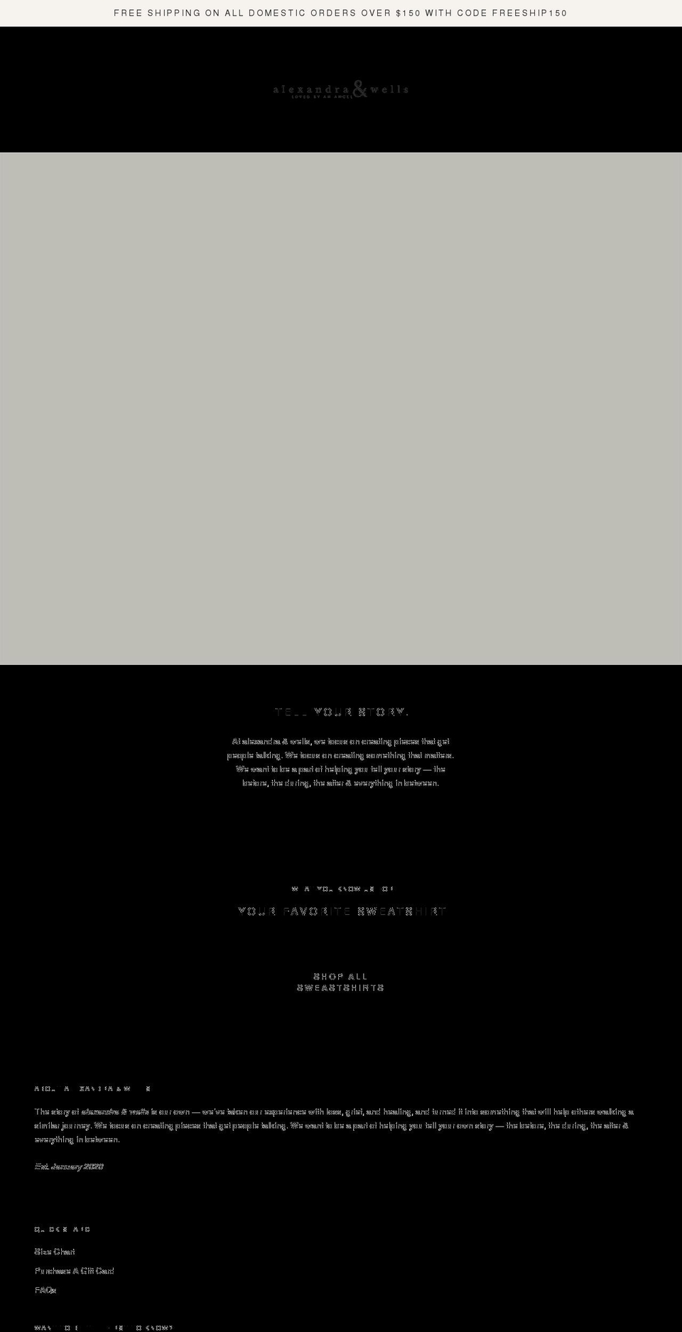 alexandraandwells.com shopify website screenshot